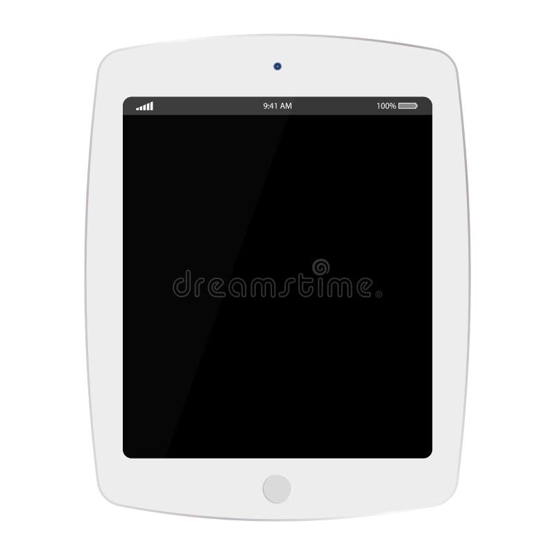 Grey Tablet with Black Screen on White Background. Tablet Kid Style