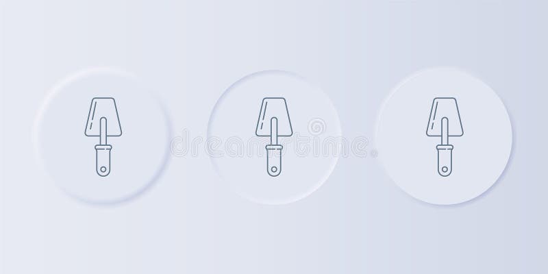 Grey Trowel icon isolated on grey background. Set icons in square buttons. Vector stock illustration