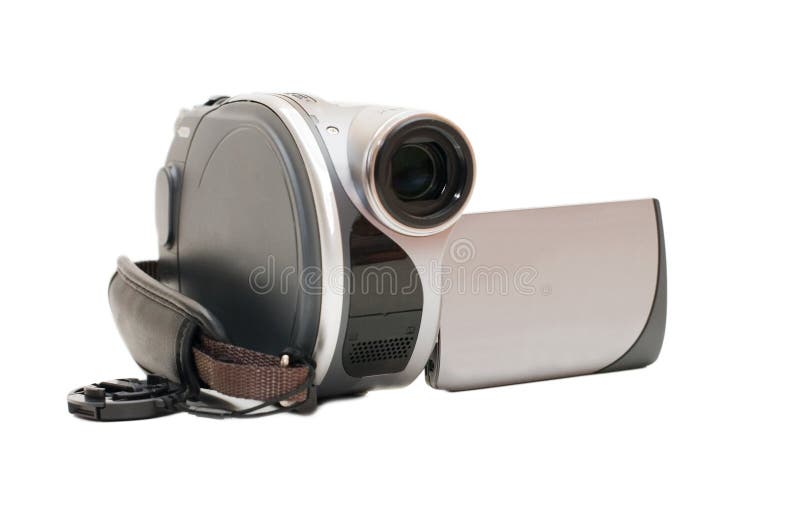 Grey Videocamera isolated on white background