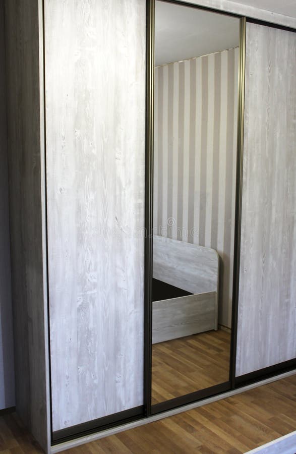 Grey Wardrobe with Sliding Glass Doors Stock Photo Image of doors