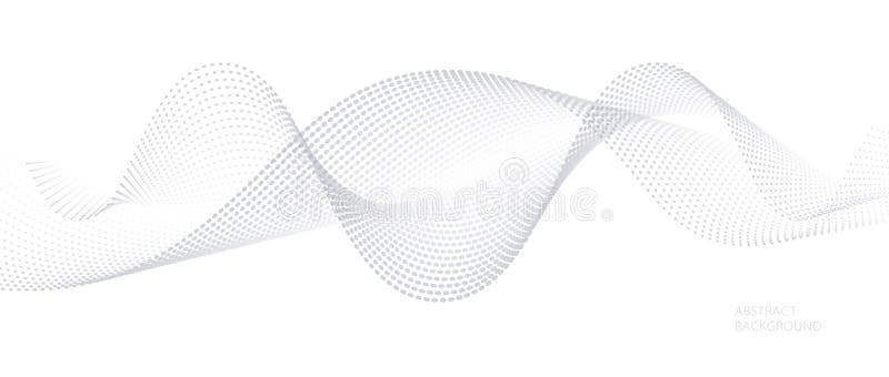 Grey white abstract background with flowing particles. stock illustration