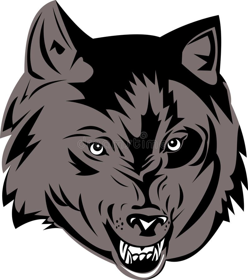 Vector illustration of a wild dog or wolf done in retro style. Growling dog vectors
