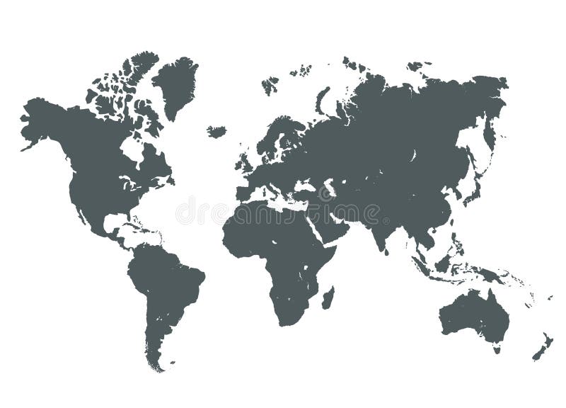 Simple World Map With Country Names Grey World Map Illustration Stock Vector - Illustration Of Digital,  European: 73079336