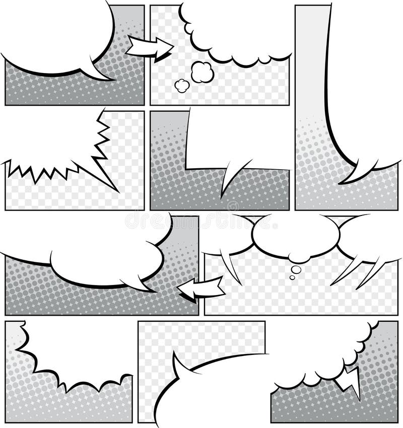 Greyscale komiks strony szablon ilustracji Greyscale komiks strony szablon ilustracji
