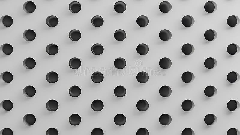 Grid of Black Circular Depressions in Gray Surface vector illustration