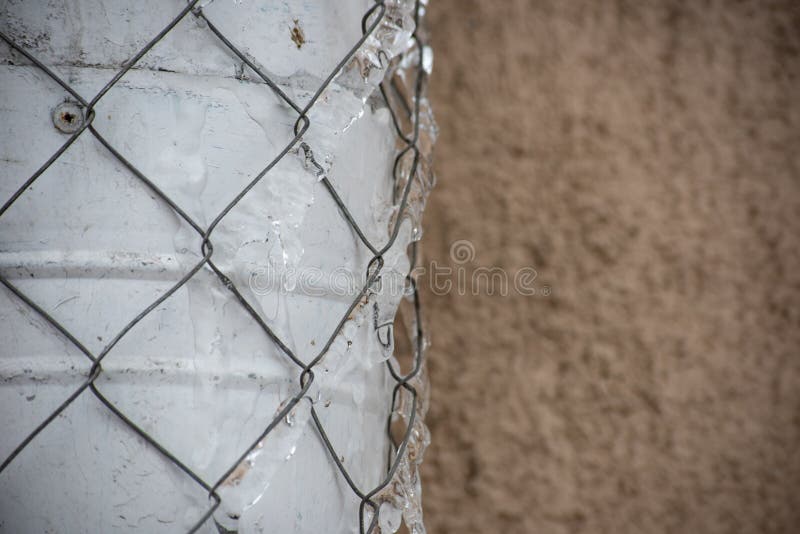 Grid on the Frozen Drain Pipe Stock Photo Image of roof, dangerous