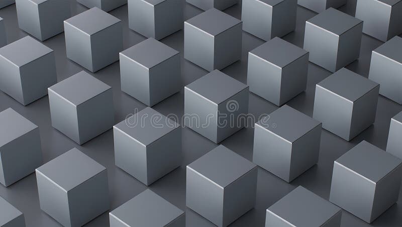 A structured array of gray cubes creates a geometric pattern with a modern and minimal aesthetic look. stock illustration