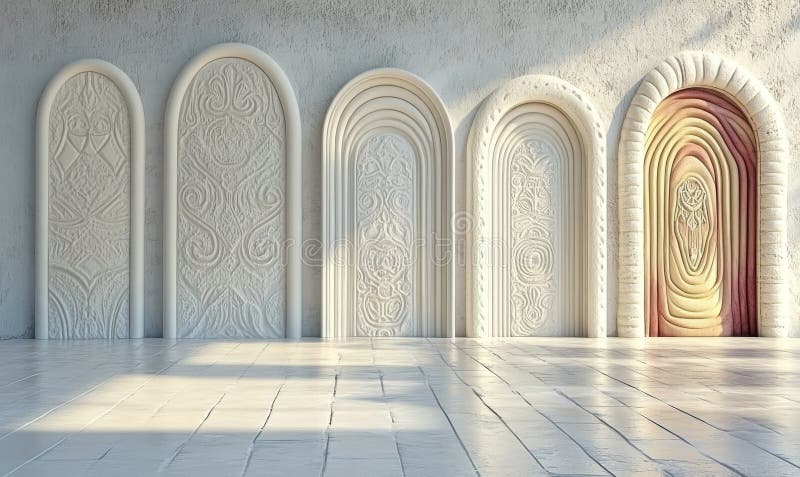 Grid mask overlay. 3D perspective view. Same shape, different position