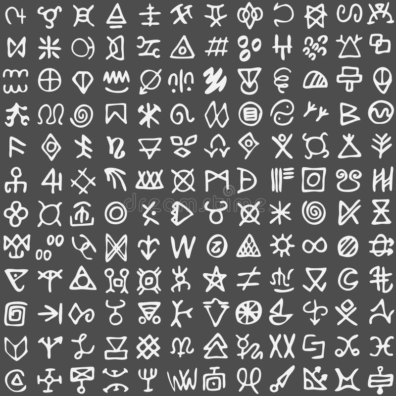 Grid of Runes Symbols. Ancient Occult Symbols, Vikings Like Letters on ...
