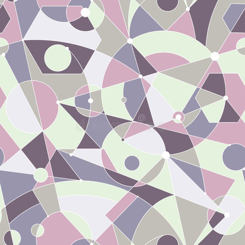 Grid Seamless Pattern With Random Geometric Shapes And Lines Stock Vector Illustration of