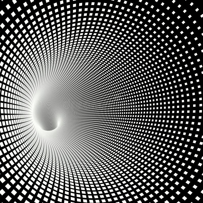 Grid Vortex  Tunnel Black  And White  Stock Illustration 