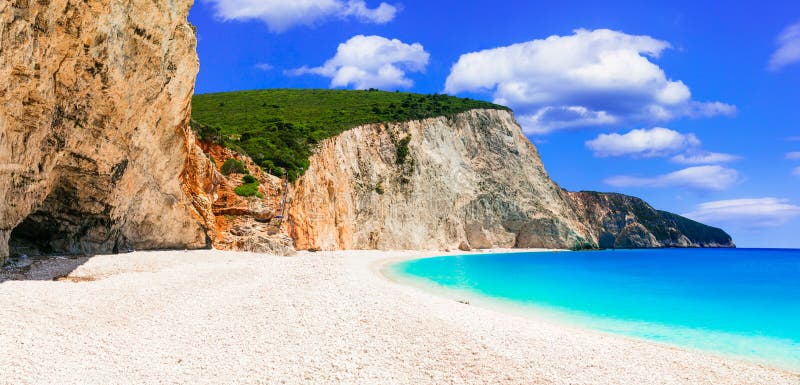 Griekenland De meeste mooie stranden Porto Katsiki in het eiland van Lefkada