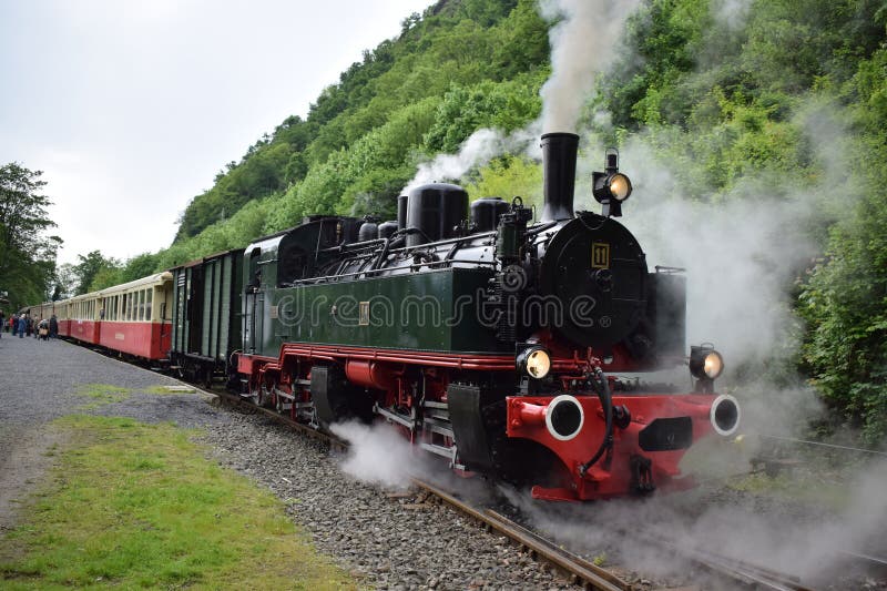 Vulkan Express is the former Brohltaleisenbahn, today a vintage railroad using historic engines and whole trains to transport people up the Eifel valley. The touristic route is popular, especially on steam train days many tourist travel far to join the trips. The vintage train connects the Rhine at Brohl with the Eifel at Engeln and Niederzissen with Burg Olbrück. Vulkan Express is the former Brohltaleisenbahn, today a vintage railroad using historic engines and whole trains to transport people up the Eifel valley. The touristic route is popular, especially on steam train days many tourist travel far to join the trips. The vintage train connects the Rhine at Brohl with the Eifel at Engeln and Niederzissen with Burg Olbrück