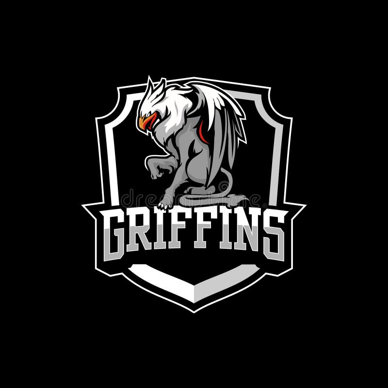 Grifo de surpresa com molde do logotipo do crachá do vetor do protetor ilustração royalty free Grifo de surpresa com molde do logotipo do crachá do vetor do protetor ilustração royalty free