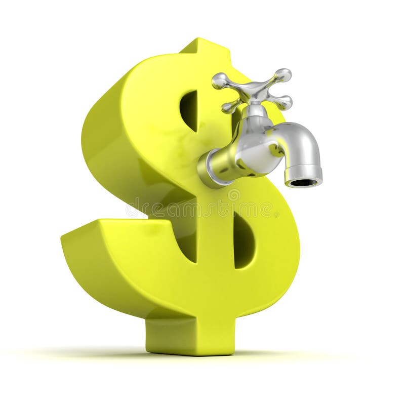 grifo metálico del golpecito de agua del símbolo verde del dólar ilustración del vector grifo metálico del golpecito de agua del símbolo verde del dólar ilustración del vector