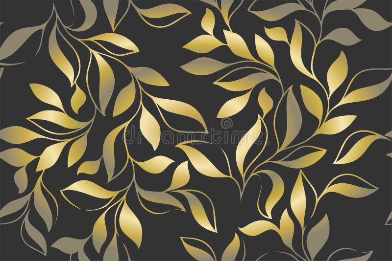 Seamless golden leaves pattern on grey background. Seamless autumn leaves pattern. Vector CDR 18. Seamless golden leaves pattern on grey background. Seamless autumn leaves pattern. Vector CDR 18