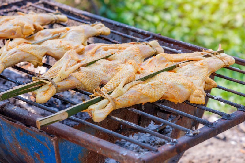 Grill of Chicken on stove Thai food