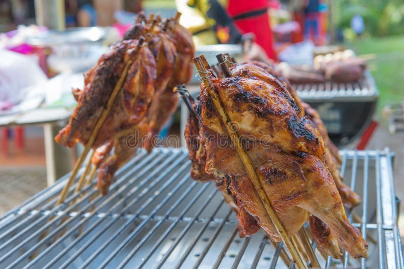 Grill of Chicken on stove Thai food