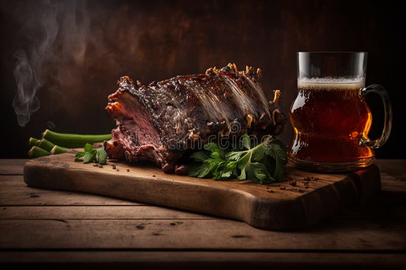 Grill Meat Snack for Beer Generative AI Stock Illustration