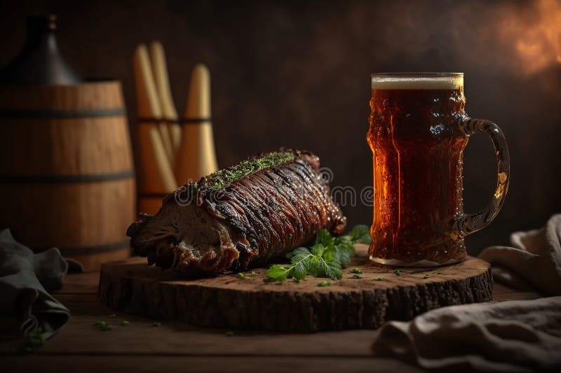 Grill Meat Snack for Beer Generative AI Stock Illustration