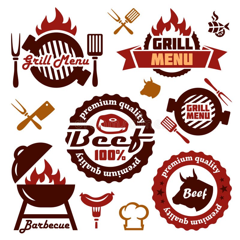 Grill menu design elements set royalty free illustration Grill menu design elements set royalty free illustration