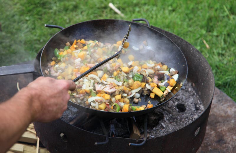 Grill with Pan Full of Vegetables Stock Photo Image of vegetables