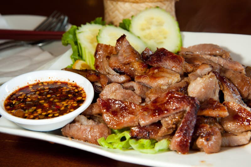Grill pork neck thai style stock photo. Image of meal 36926482