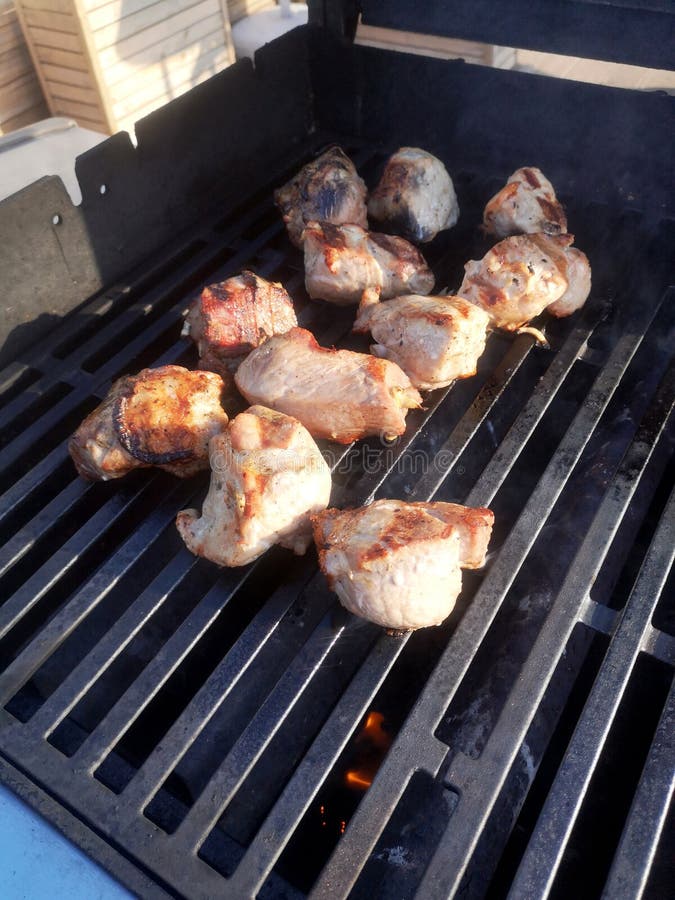 On the Grill are Roast Pieces of Meat Stock Image Image of food