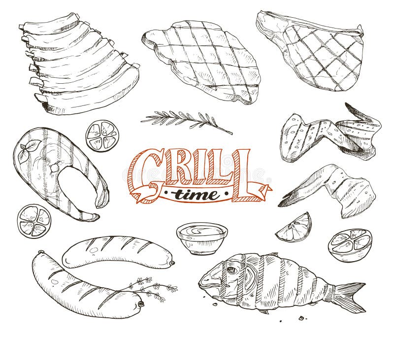 Grille meet and fish