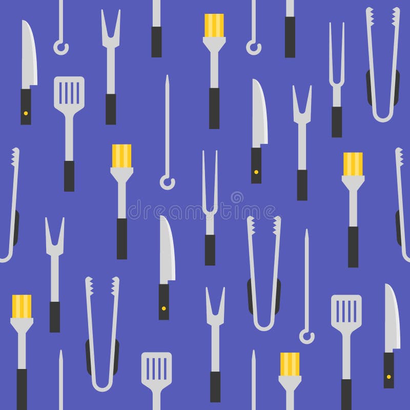 Grilla wyposażenie tak jak fastrygowania muśnięcie, tongs, szpachelka, seamle ilustracji Grilla wyposażenie tak jak fastrygowania muśnięcie, tongs, szpachelka, seamle ilustracji