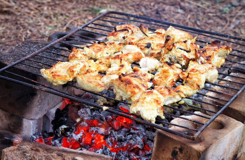 Grillad höna på branden. arkivbild Grillad höna på branden. arkivbild