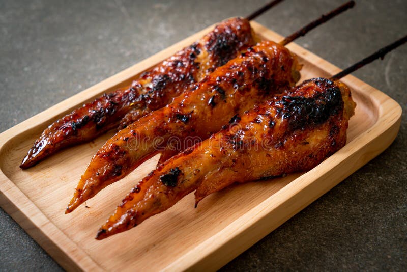 Grilled Chicken Wings Skewer Stock Image Image of cooking, dinner
