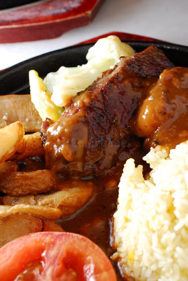 Grilled Beaf Pan Fried Steak Stock Image Image of black, potato 27550313