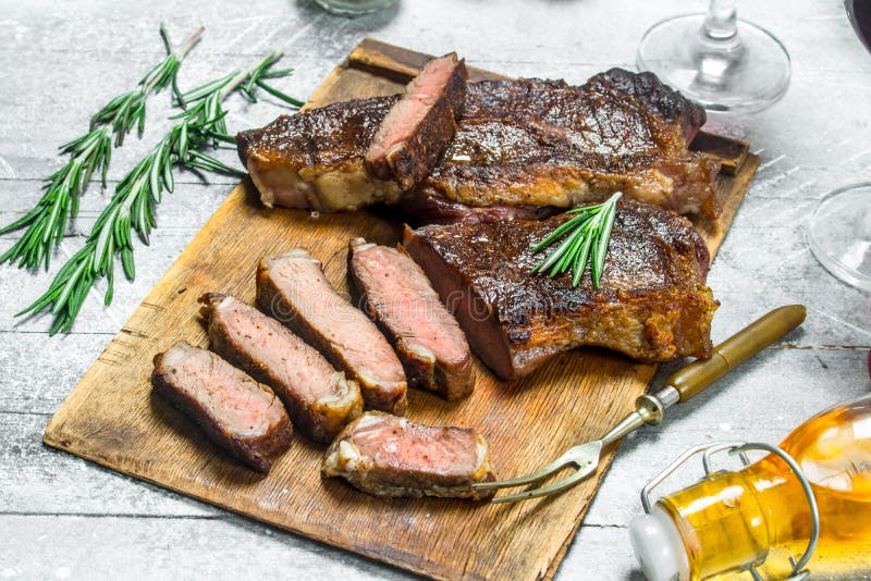 Grilled beef steak with rosemary and spices