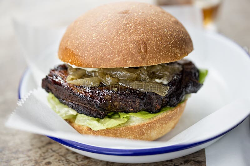 Burger with Beef, Tomato, Onion, Pickles, Bacon, Onion Rings, Lettuce