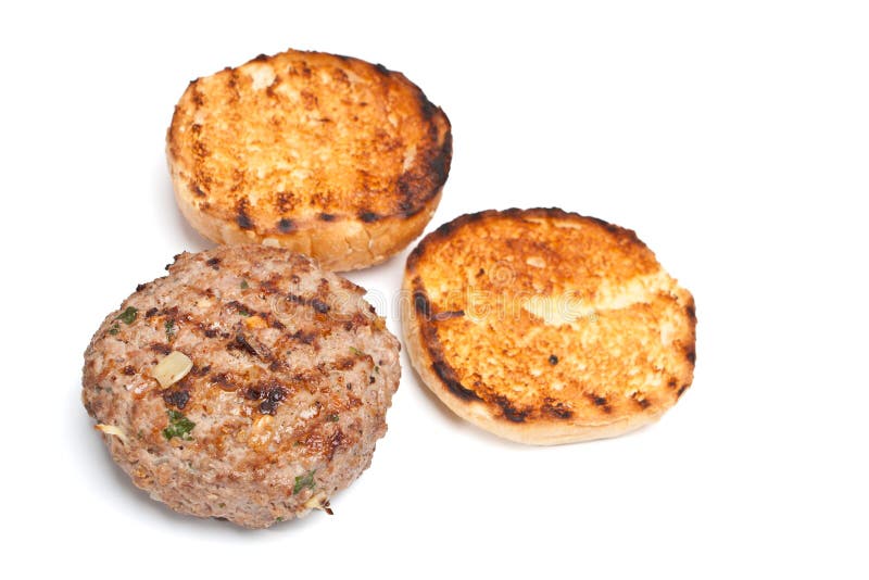 Grilled Buns and a Beef Patty Stock Image Image of variety, crispy