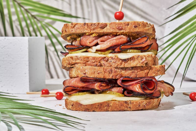 Grilled Cheese and Meat Sandwich Stock Photo Image of snack, closeup