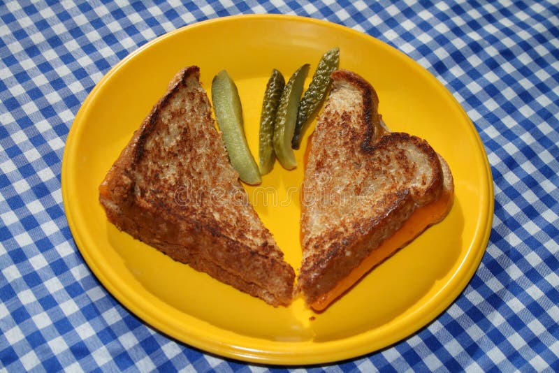 Grilled Cheese Sandwich with Pickles Stock Image Image of plate