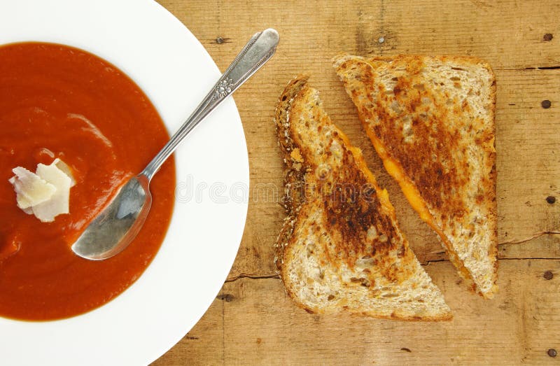 Grilled Cheese Sandwich and Tomato Soup