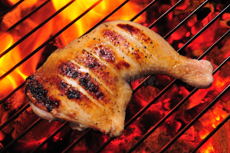 Coscia di pollo alla griglia su the flaming grill.