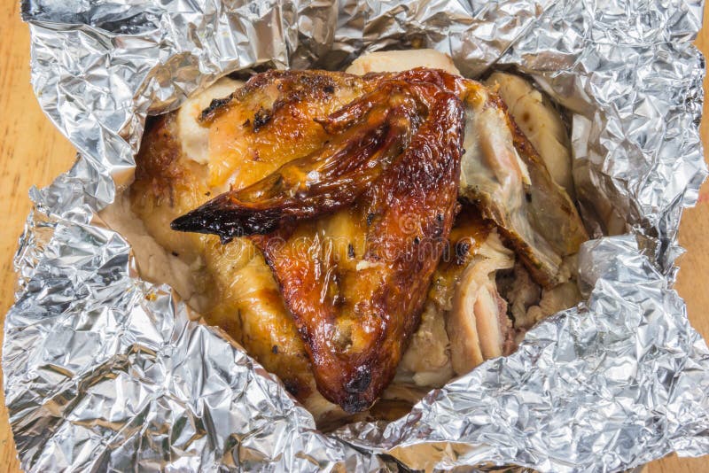 Grilled Chicken on Aluminium Foil Stock Photo Image of seasoning