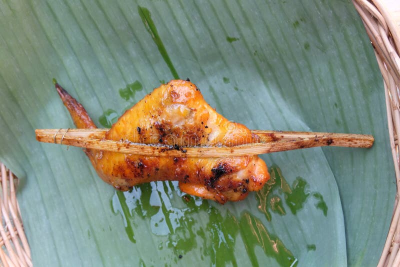 Grilled Chicken on Banana Leaf Stock Image Image of traditional, meat