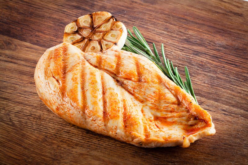 Grilled Chicken Breast with Garlic Stock Image Image of spicy