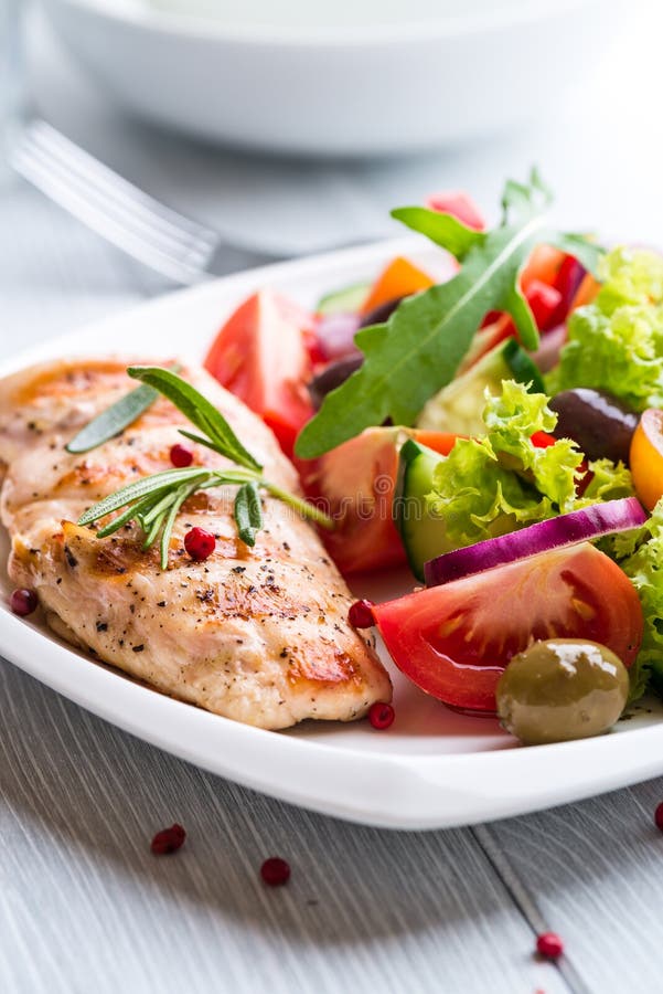 Grilled Chicken Breast with Salad