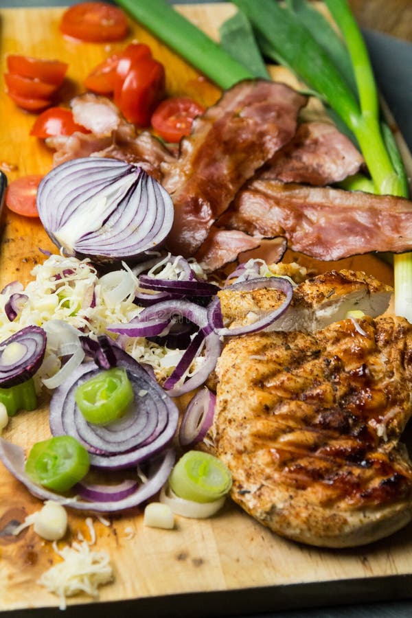 Grilled Chicken Breast and Vegetables Stock Image Image of breakfast
