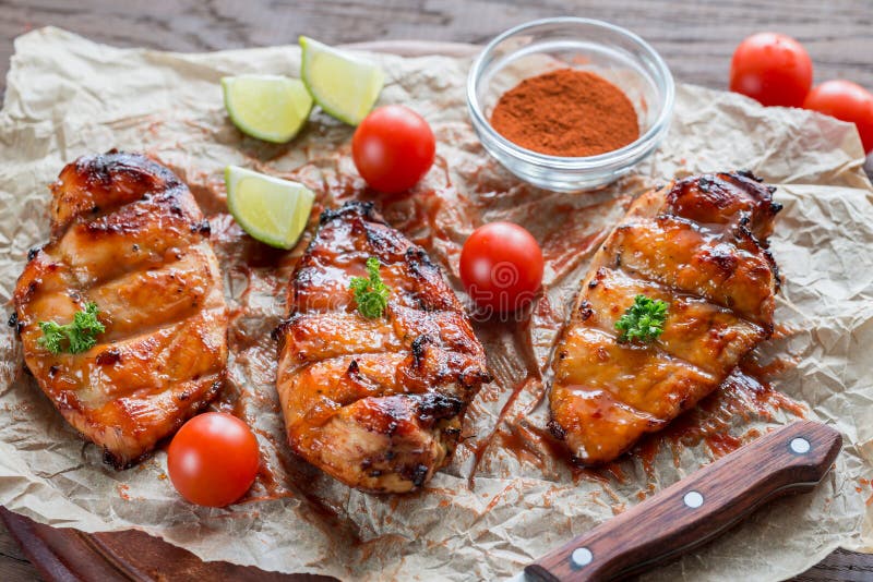 Grilled Chicken Breasts in Hot Mango Sauce Stock Image Image of lunch
