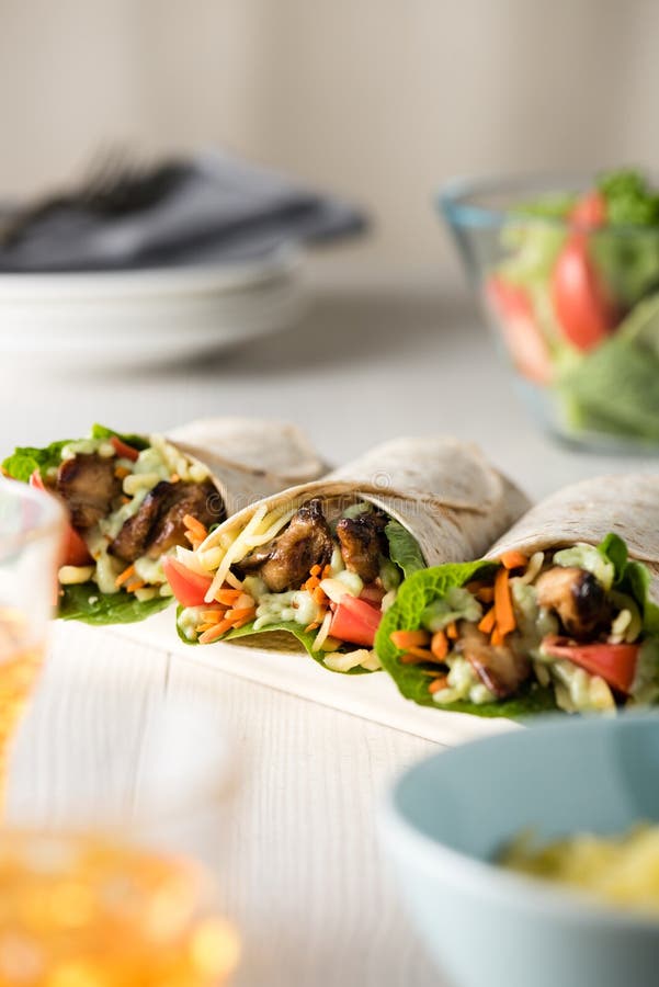 Grilled Chicken Burrito Wraps Stock Image Image of lettuce, herb