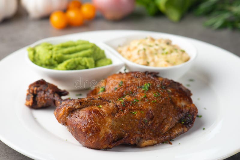 Grilled Chicken Drumstick Steak Stock Photo Image of salad, barbecue