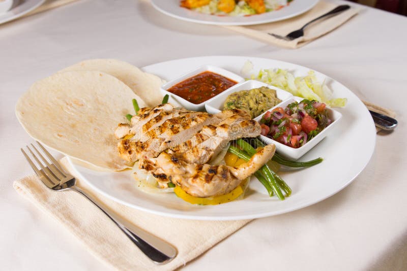 Grilled Chicken Fajitas on Plate in Restaurant Stock Photo Image of