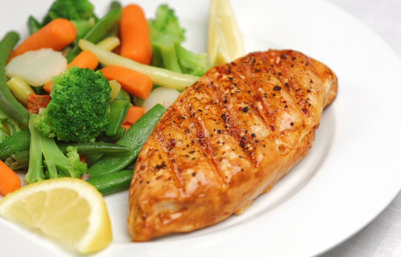 Grilled Chicken with Fresh Vegetables Stock Image Image of meat